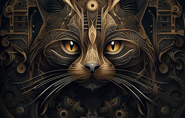 Cat, cat, mustache, look, circles, pose, style, the dark background