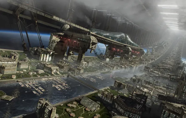 Building, construction, panorama, Orbital 03, Mega Rail Station