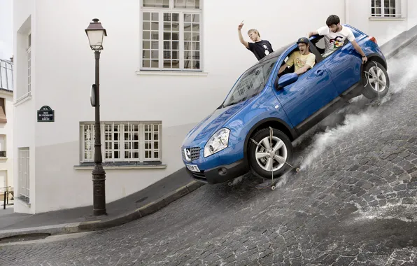 Picture fantasy, street, Romain Laurent, skate, Nissan Qashqai