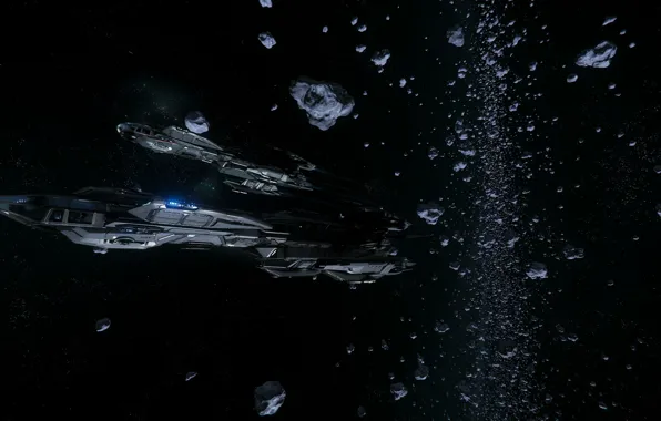 Space, asteroids, spaceship, Star Citizen