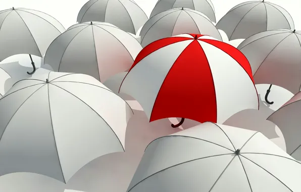 White, red, umbrella, grey, mediocrity, umbrella, umbrella, the difference