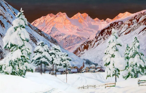 Home, Winter, Mountains, Trees, Snow, Picture, Alois Arnegger, Alois Arnegger