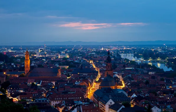 Sunset, the city, home, the evening, Germany, panorama, street, Germany