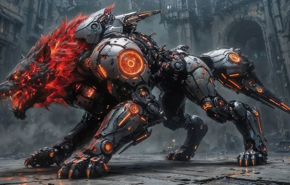 Street, anger, robot, rage, dog, cyborg, Android, mechanics