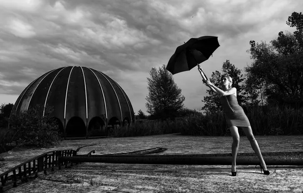 Picture girl, background, umbrella