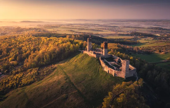 Autumn, forest, mountains, castle, hill, Poland, the, Henzins