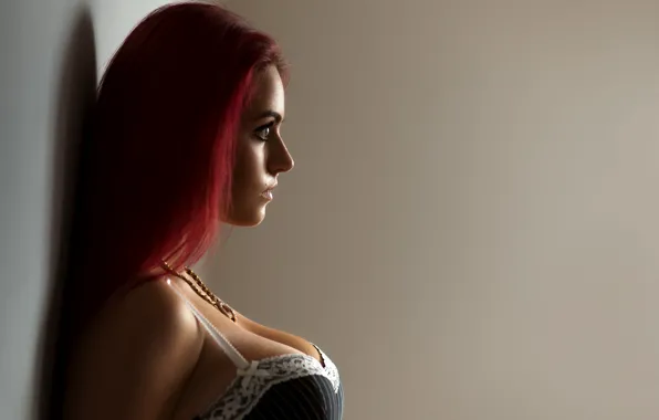 Chest, close-up, face, sexy, background, wall, model, makeup