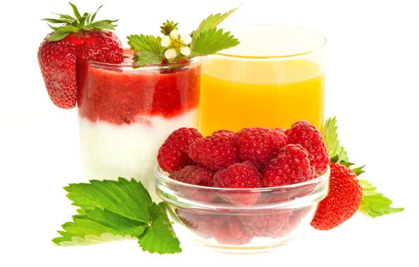 Berries, raspberry, strawberry, juice, dessert