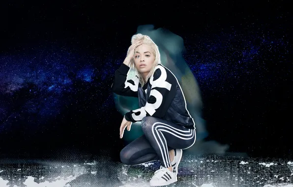 The sky, stars, background, clothing, advertising, blonde, costume, photoshoot