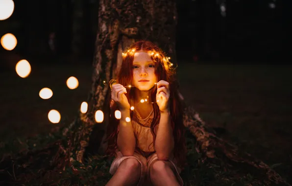 Picture night, tree, freckles, garland, night, tree, garland, freckles