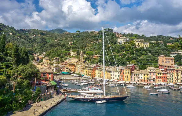 Picture building, home, yacht, port, Italy, boats, promenade, Italy