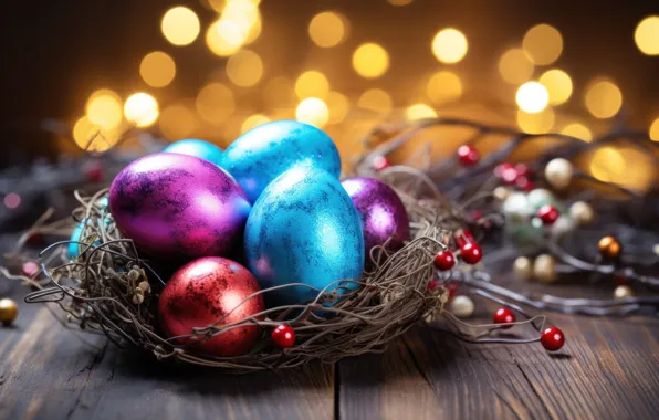 Holiday, bright, eggs, spring, blue, Easter, socket, pink