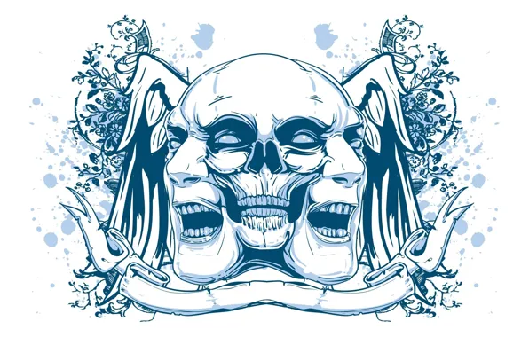 Picture Minimalism, Skull, Psychedelic, White, Face