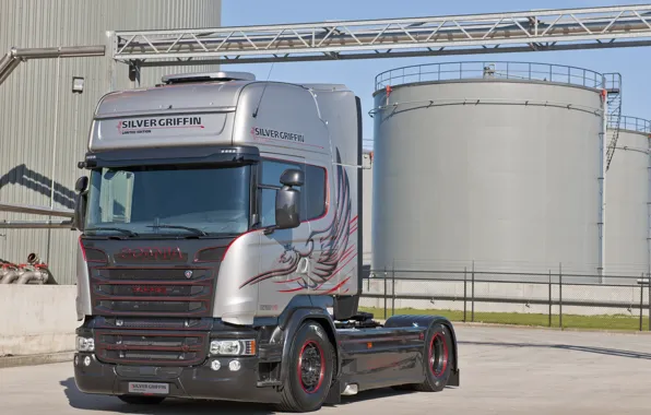 Truck, Scania, Scania R, Silver Griffin
