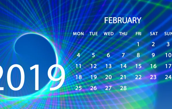 Calendar, February, 2019