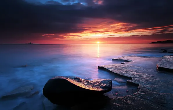 Sea, landscape, sunset