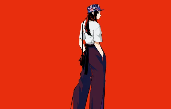 Girl, cap, red background, Boku no Hero Academy, My hero Academy, Presence Of Momo