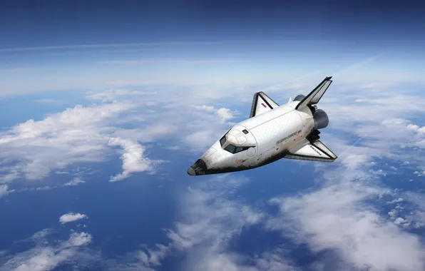 Picture space, clouds, flight, the plane, Buran