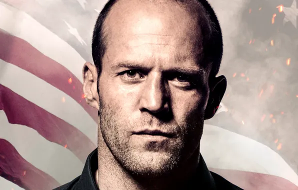 Portrait, flag, sparks, Homefront, closeup, Jason Statham, Jason Statham, The last frontier