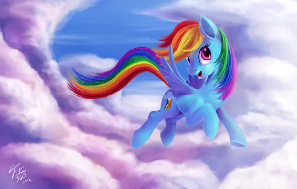 The sky, cartoon, art, Rainbow Dash, My Little Pony: Friendship is Magic, MLP:FiM, by Tsitra360