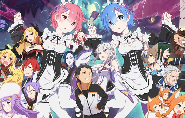 Anime, art, characters, Re: Zero kara hajime chip isek or Seikatsu