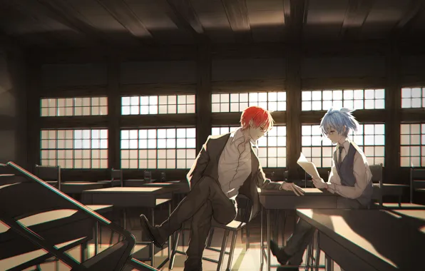 Anime, art, class, guys, two, Ansatsu Kyoushitsu, Nagisa, Akabane Mixed