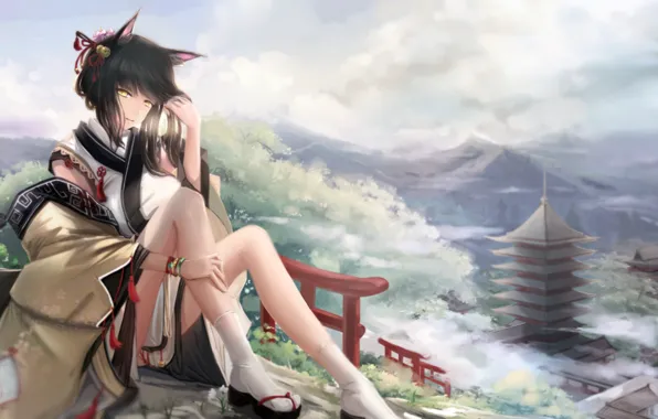 Picture girl, ears, anime, art, kikivi