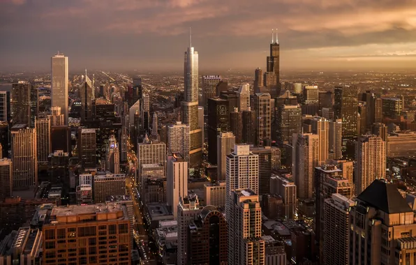 Picture skyscrapers, Chicago, USA, megapolis