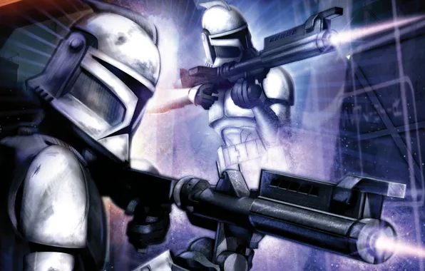 Picture star wars, gun, white, pearls, Stormtroopers