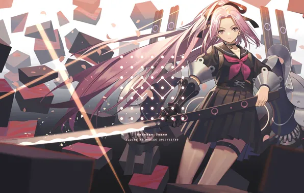 Look, girl, sword, anime