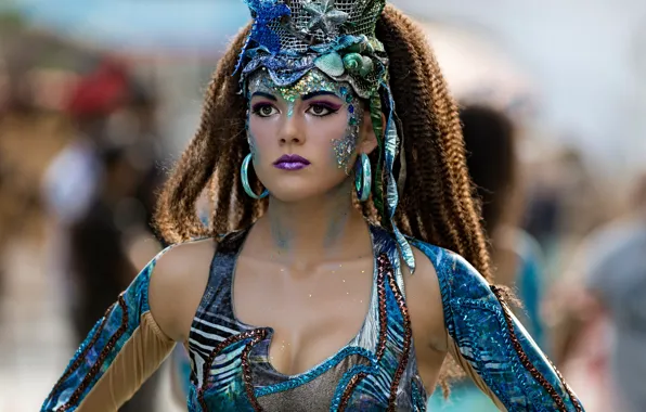 Look, girl, face, style, portrait, earrings, makeup, costume