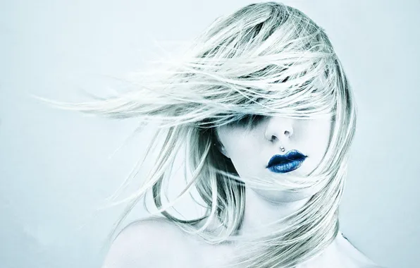 Blue, hair, head, lips