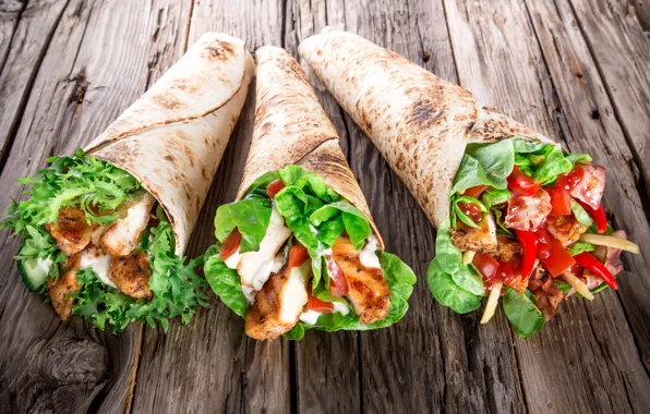 Picture greens, leaves, meat, pepper, sauce, delicious, pita