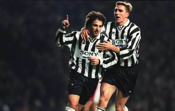 Retro, classic, Juventus, celebrating a goal, Italian seria a team, football the nineties, Alen Boksic, …