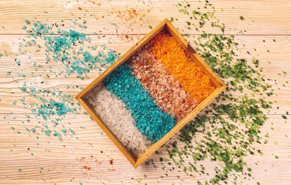 Box, placer, box, colorful, Spa, sea salt, salt for the bath