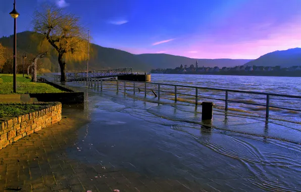 Landscape, the city, river, coast, Germany, Braubach