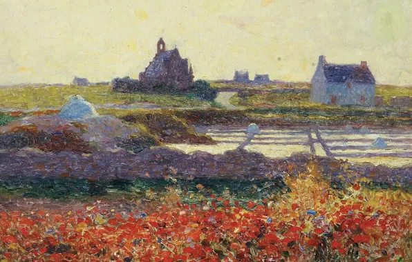 Landscape, picture, Ferdinand du Puigaudeau, Ferdinand du Plegado, Salt marsh near Croisic