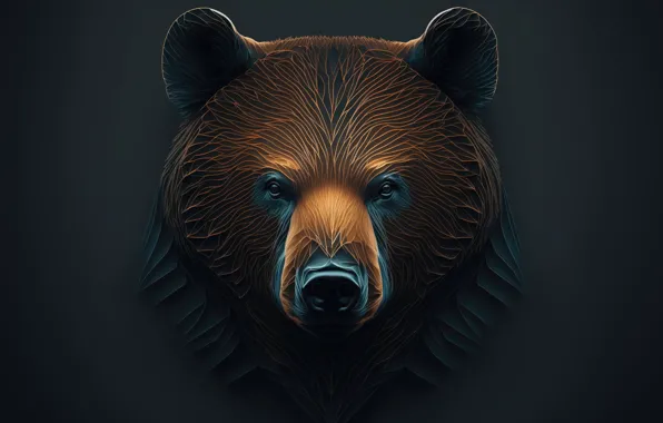 Picture animal, minimalism, head, bears, digital art, artificial intelligence