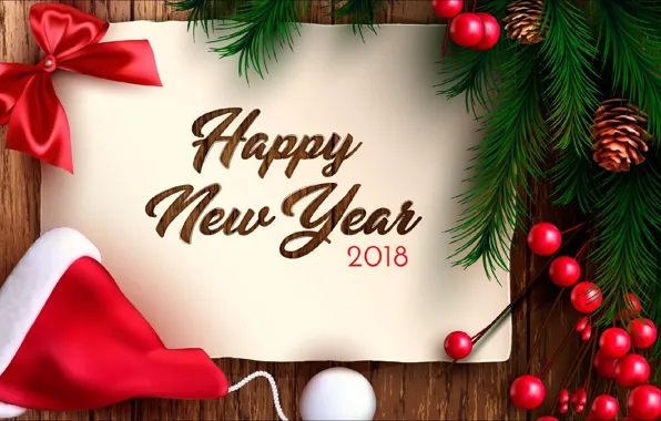 New year, 2018, greeting card