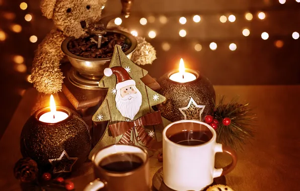 Balls, decoration, holiday, New Year, Christmas, Christmas, New Year, coffee