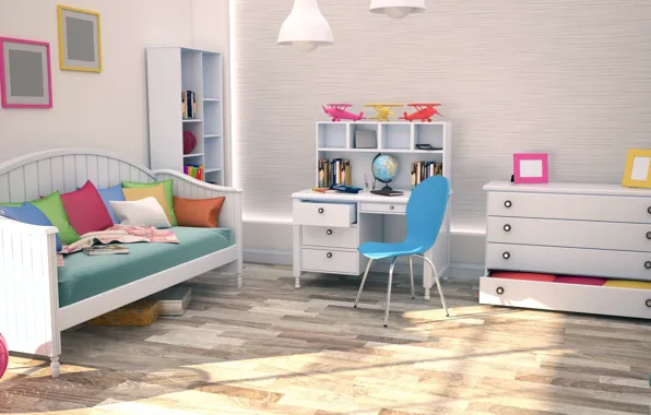 Design, style, children's room, Medel
