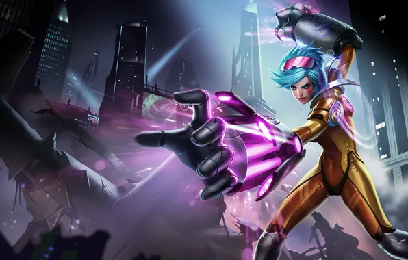 The city, destruction, neon, League Of Legends