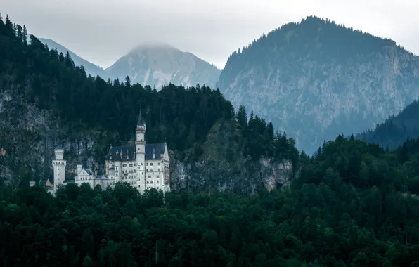 Neuschwanstein, Bavaria, castle, Alps