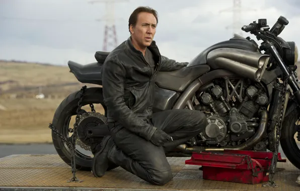 Motorcycle, Nicolas Cage, Nicolas Cage, Ghost rider 2, Yamaha V max, Ghost-Rider-Spirit-of-Vengeance