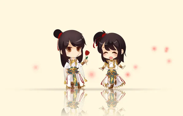 Flower, gift, anime, boy, art, girl, two, of APE