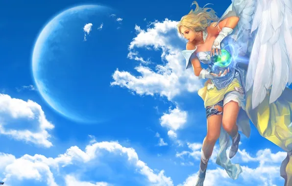 Picture girl, blue, Aion, the sky.clouds