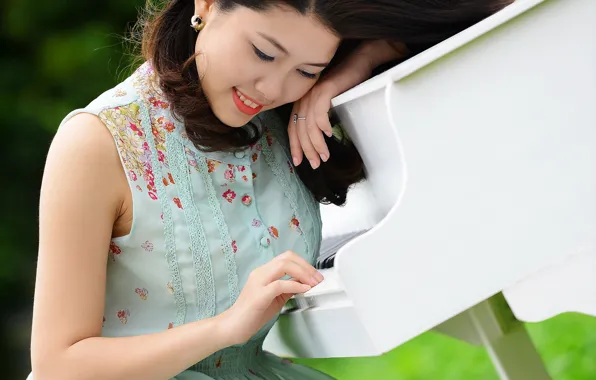 Girl, music, Asian, piano