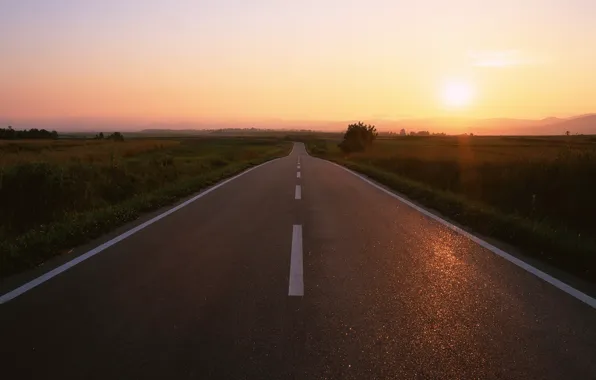 Picture the sun, sunset, markup, Road