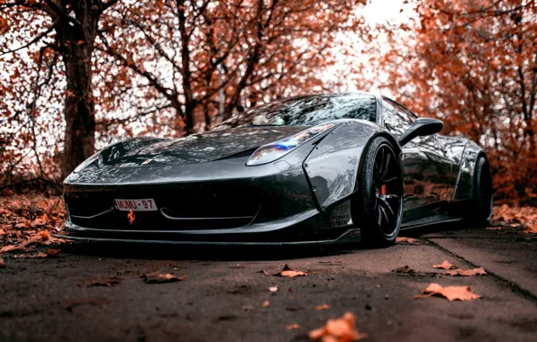 Auto, Autumn, Machine, Grey, Grey, Ferrari, Supercar, Ferrari 458