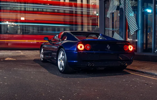 Picture car, Ferrari, blue, F355, Ferrari F355 Berlinetta